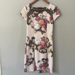 INC Floral Mini Dress with Brown Netting